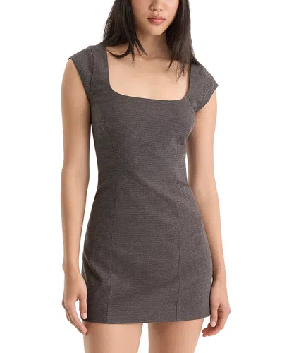 Good American The Cap Sleeve Square Neck Mini Dress In Gray