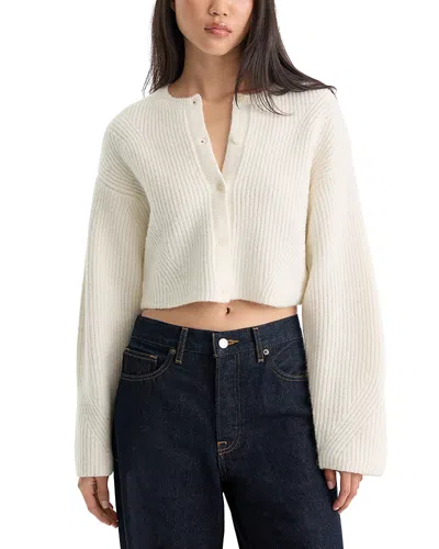 Good American The Chunky Knit Cardigan In White