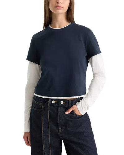 Good American The Combo Layered Tee In Blue