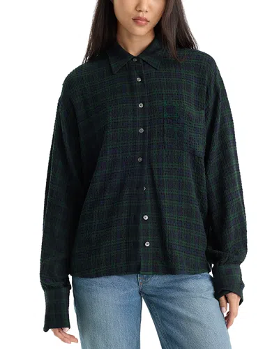 Good American The Crinkle Easy Shirt In Green