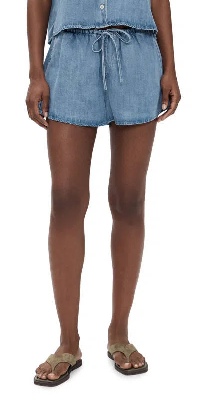 Good American The Denim Pull On Shorts Indigo1273 In Blue