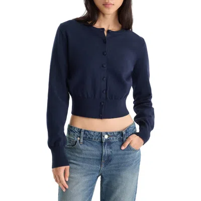 Good American The Fine Knit Cardigan In Blue
