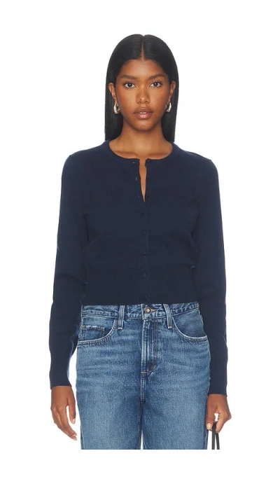Good American The Fine Knit Cardigan In Navy