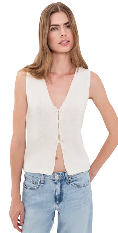 Good American The Knit Cardigan Vest White001