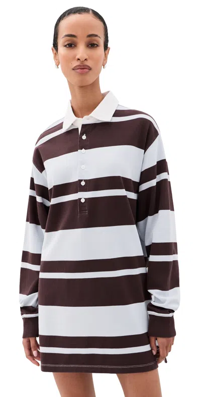 Good American The Knit Rugby Mini Dress Sky Mocha Club Stripe