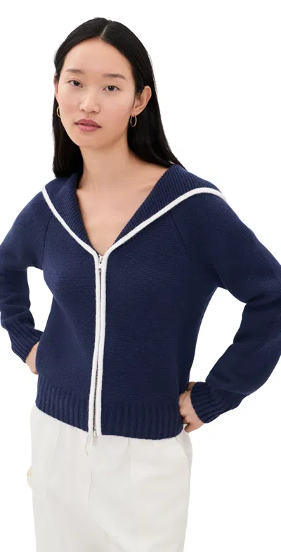 Good American The Knit Sailor Zip Up New Navy002