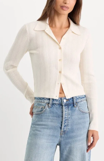 Good American The Ladder Rib Cardigan In Gray