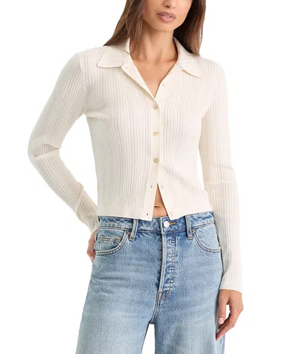 Good American The Ladder Rib Cardigan Sweater In Neutral