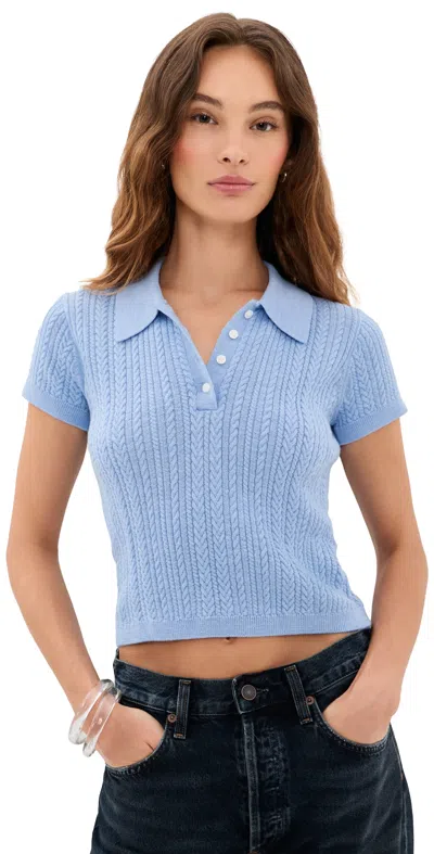 Good American The Micro Cable Polo Sky