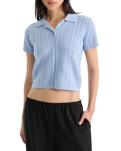 Good American The Micro Wool Cable Polo In Blue