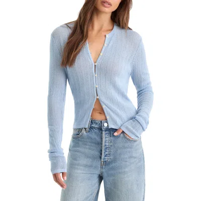 Good American The Open Knit Cardigan Morning Sky In Blue