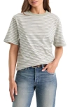 Good American The Overized Stripe T-shirt In Gray