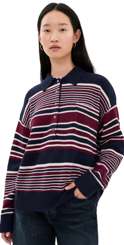 Good American The Oversized Rugby Sweater Multi Stripe