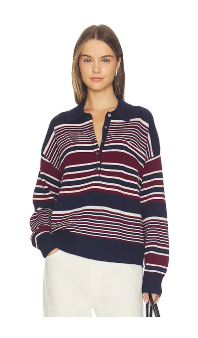 Good American The Oversized Rugby Sweater In Multi Stripe