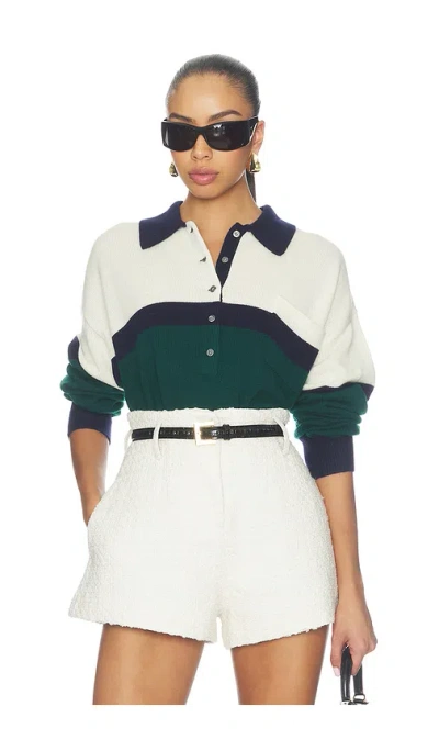 Good American The Oversized Rugby Sweater In White