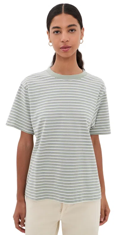 Good American The Oversized Tee Clean Stripe Mosswel In Multi
