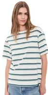 Good American The Oversized Tee Harbor Stripe Cloud White