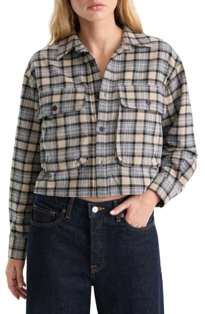 Good American The Patch Pocket Cotton Shirt In Gray