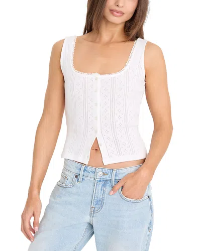 Good American The Pointelle Button Down Tank Top In White