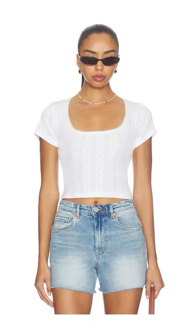 Good American The Pointelle Square Neck Top In White