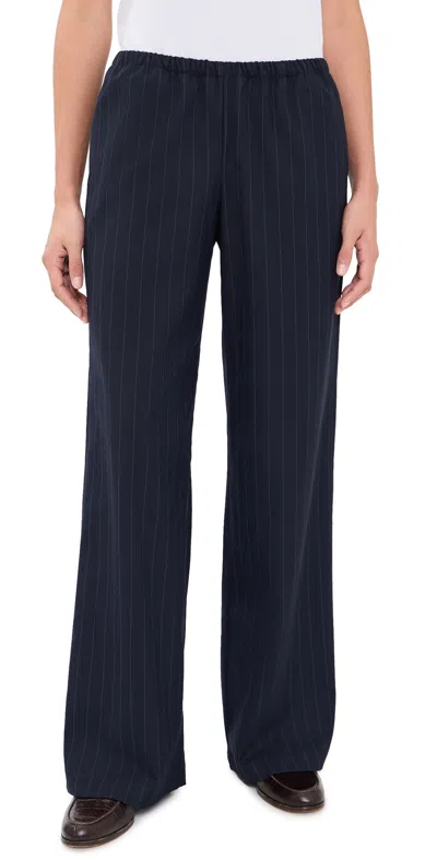 Good American The Pull On Trousers Navy Pinstripe In Blue