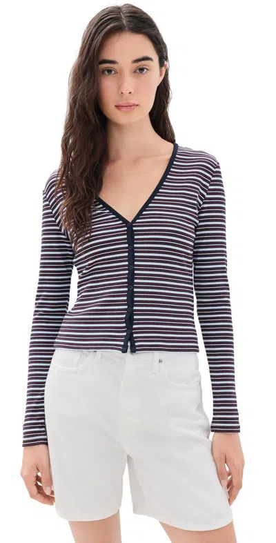 Good American The Rib Cardigan Ivy Stripe