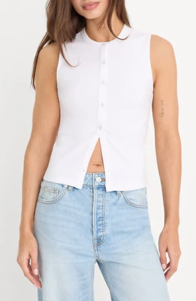 Good American The Rib Splay Sleeveless Top In White