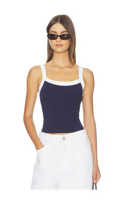 Good American Contrast Trim Super Stretch Tank Top In Blue