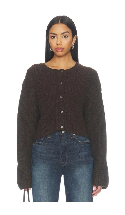 Good American The Shrunken Cable Cardigan In Brown
