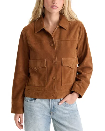 Good American The Suede Boxy Jacket Cafe Clay In Brown