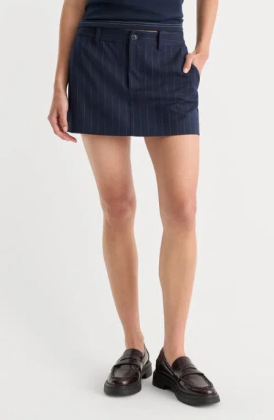 Good American The Trouser Pinstripe Miniskirt In Blue