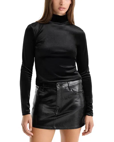 Good American The Velvet Turtleneck Top In Black