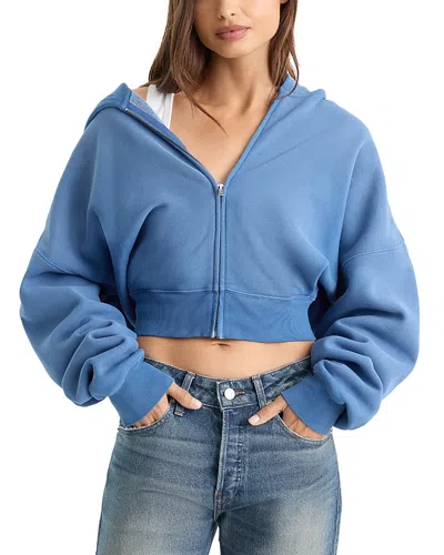 Good American The Zip Up Sweatshirt In Blue