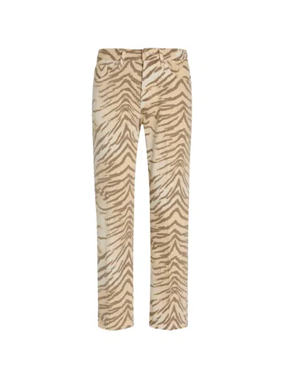 Good American Vintage High Rise Straight Leg Ankle Jeans In Brown Tiger In Neutral
