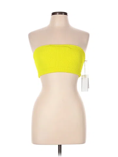 Good American Tube Top Yellow Solid Pattern Strapless Neckline Tops