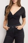 Good American Twist Front Jersey Bodysuit In Black