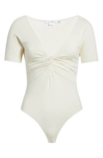 Good American Twist Front Jersey Bodysuit In Neutral