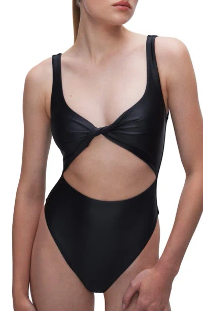 Good American Twistef Cutout One-piece Swimsuit In Black001