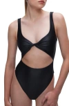 GOOD AMERICAN TWISTED CUTOUT ONE-PIECE SWIMSUIT