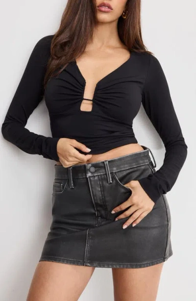 Good American U-wire Long Sleeve Jersey Top In Black