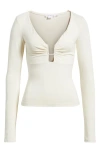 Good American U-wire Long Sleeve Jersey Top In White