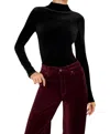 Good American Velvet Long Sleeve Bodysuit In Black In Black