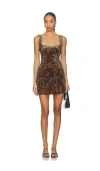 Good American Velvet Mini Dress Mini Lucky Leopard In Brown