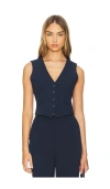 Good American Womens New Navy002 Luxe V-neck Single-breasted Woven Waistcoat In Navy