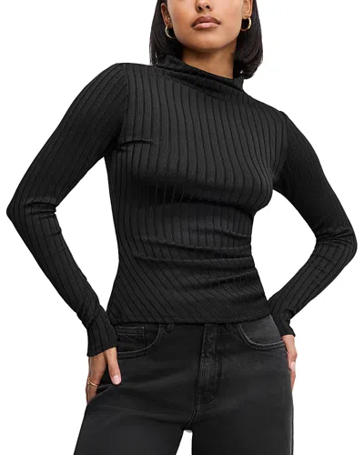 Good American Victorian Funnel Neck Top In Black001