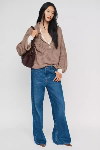 Good American Vintage Low-rise Wide-leg Jeans In Dark Wash