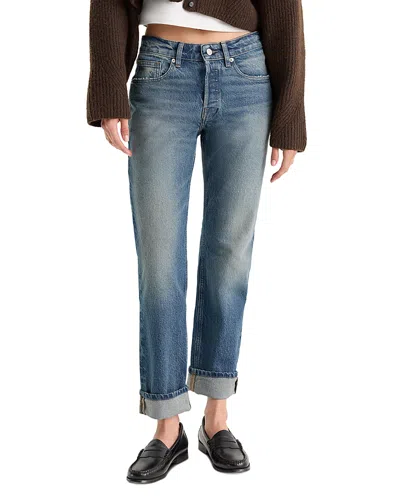Good American Vintage Mid Rise Straight Ankle Jeans In Indigo1282 In Blue