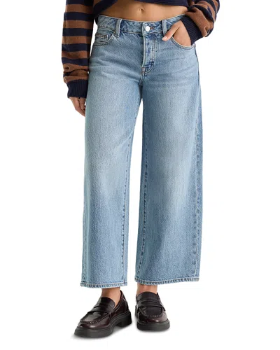 Good American Vintage Mid Rise Wide Leg Ankle Jeans In Zaney In Blue