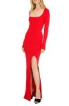 Good American Virgo Rib Long Sleeve Gown Grenadine003