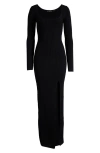 Good American Virgo Long Sleeve Rib Sweater Dress In Black